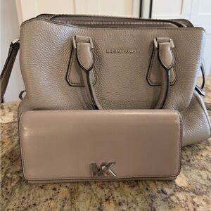 Michael Kors Leather Satchel and Matching Wallet Set
